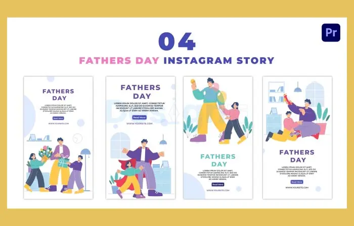 Animated World Fathers Day Creative Flat Character Instagram Story